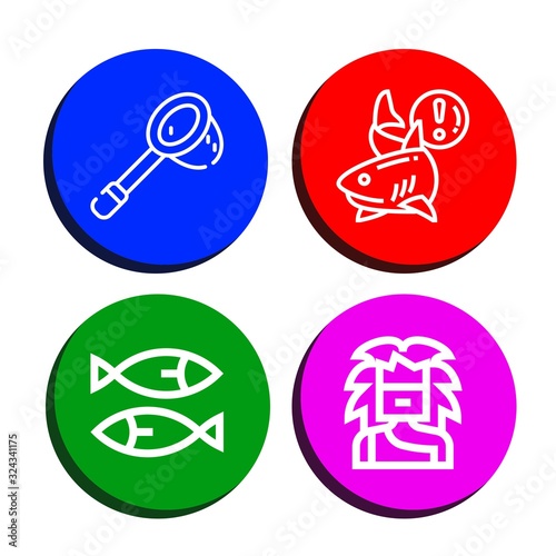fishing simple icons set