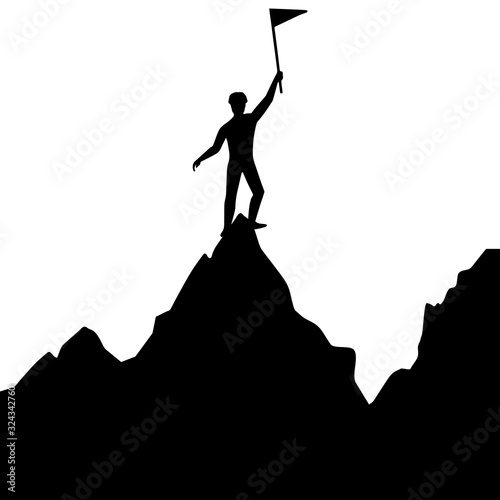 Man silhouette on mountain top