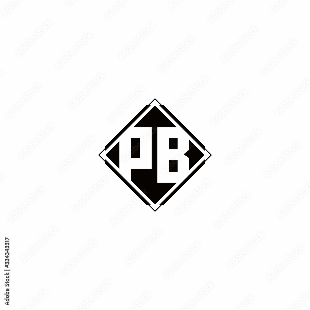 Monogram logo design with diamond square shape Monogram logo design with diamond square shape
