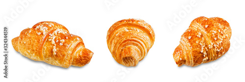 Croissant with nuts on a white isolated background