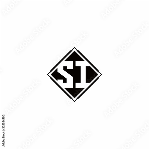 Free Download Monogram logo design with diamond square shape - GFXLoad