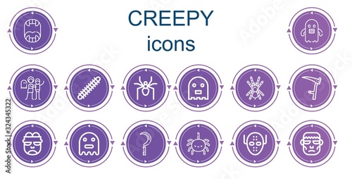Editable 14 creepy icons for web and mobile