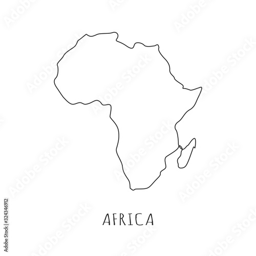 Africa one line drawing on white isolated background. Abstract outline African continent, geographical map. Vector illustration