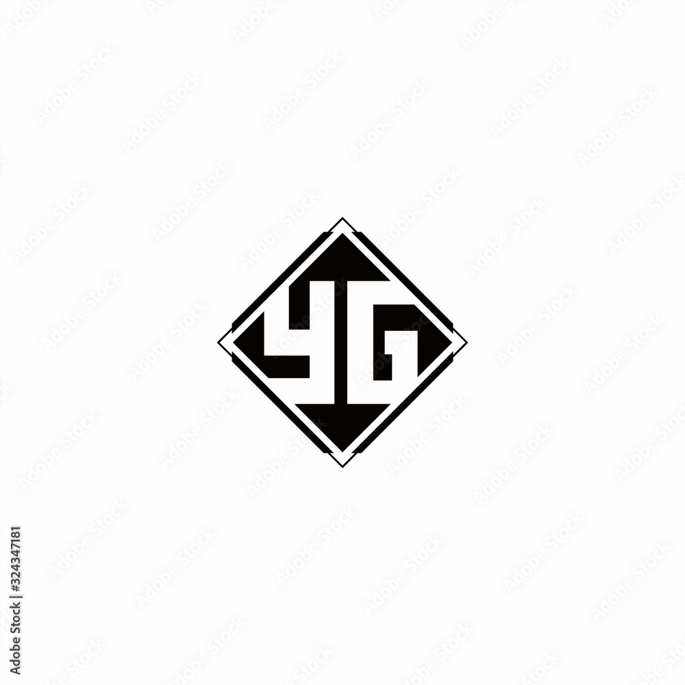 Monogram logo design with diamond square shape Monogram logo design with diamond square shape