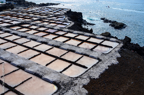 Sea salt works on salinas Fuencaliente, south of La Palma island, Canary, Spain photo