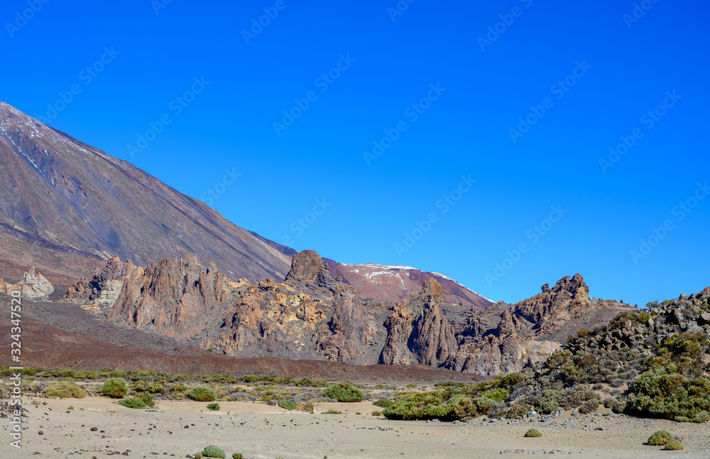 View on top of volcano Mount Teide on Tenerife island, Canary, Spain