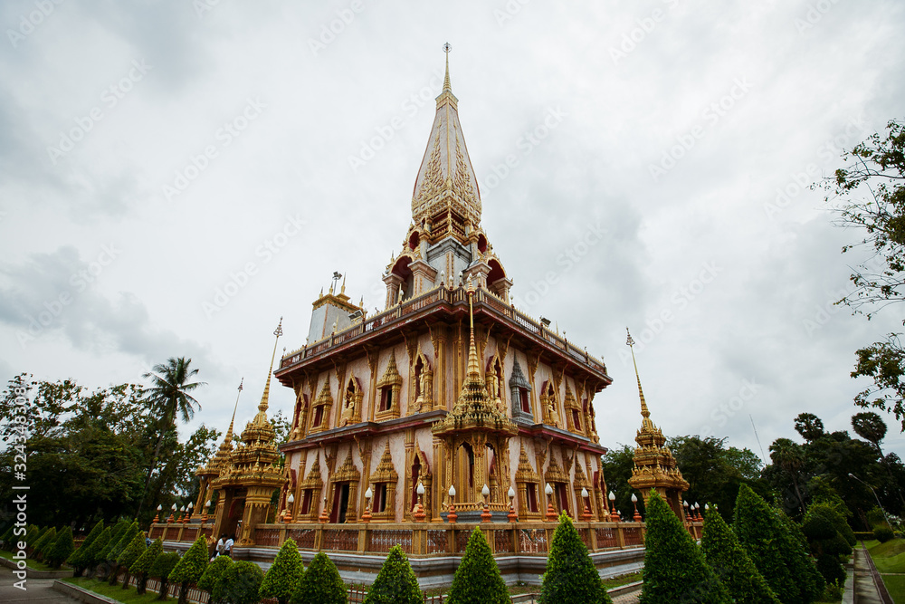 temple in thailand among greenery