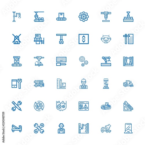 Editable 36 machinery icons for web and mobile