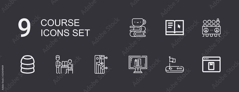 Editable 9 course icons for web and mobile