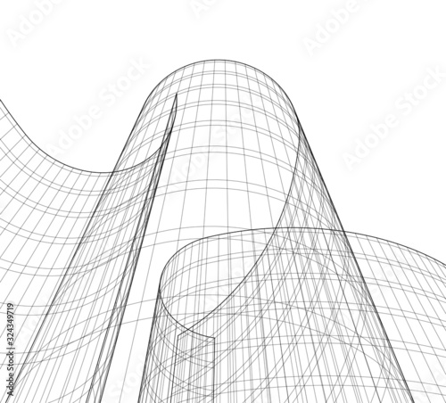 Modern building concept. Architecture 3d