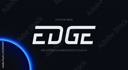 Edge, an abstract sporty technology alphabet font. digital space typography vector illustration design