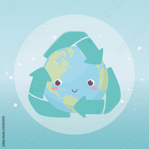 world with recycle arrows environment ecology cartoon design