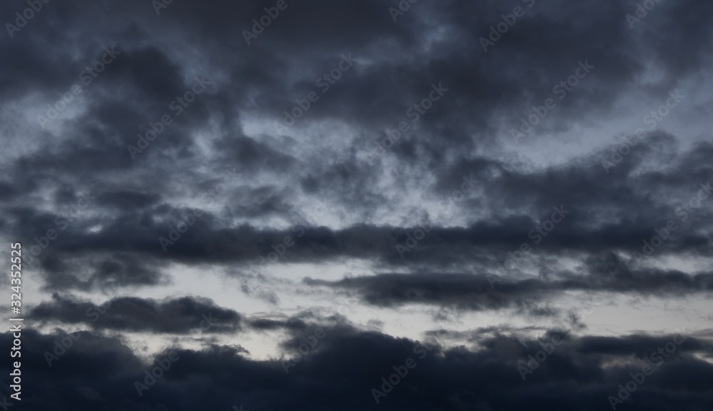 Winter evening dark clouds over Berlin and Brandenburg on February 19, 2020, Germany