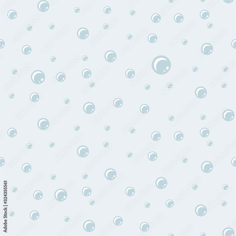 Soap bubbles blue seamless pattern vector. Purity concept.