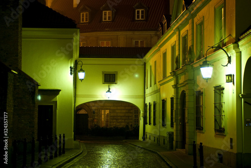 Atmospheric Old Town at night, Warsaw, Poland
