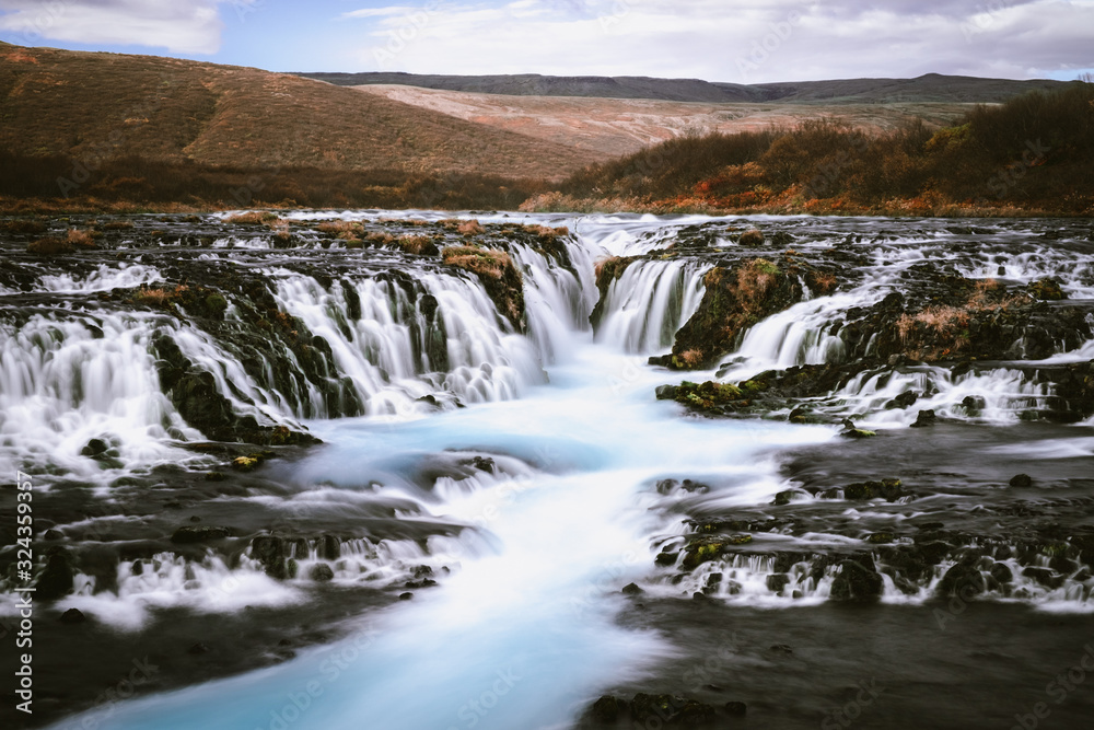 Long exposure of Brúarfoss waterfall in Iceland Long exposure of Brúarfoss waterfall in Iceland