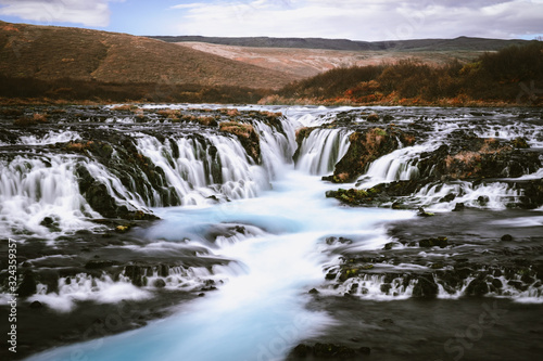 Long exposure of Brúarfoss waterfall in Iceland