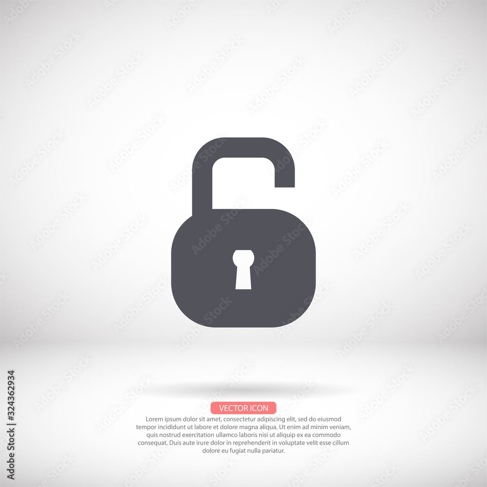 Lock vector icon , lorem ipsum Flat design Lock vector icon , lorem ipsum Flat design