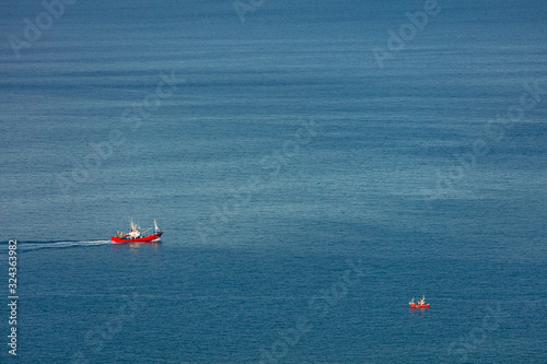 Fishing boats in the Cantabrian Sea, Liendo, Liendo Valley, Cantabrian Sea, Cantabria, Spain, Europe