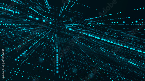 Abstract technology background. Big data digital code. Futuristic dots background. 3d rendering.