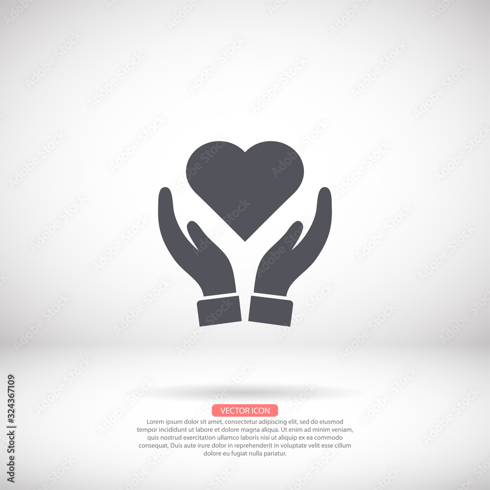 Heart in hand icon vector , lorem ipsum Flat design Heart in hand icon vector , lorem ipsum Flat design