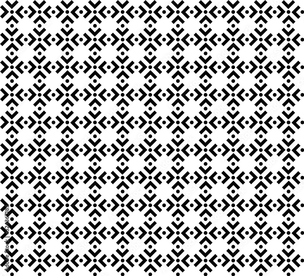 Abstract geometric pattern background with hexagonal and triangular texture. Black and white seamless pattern. Simple minimalistic pattern