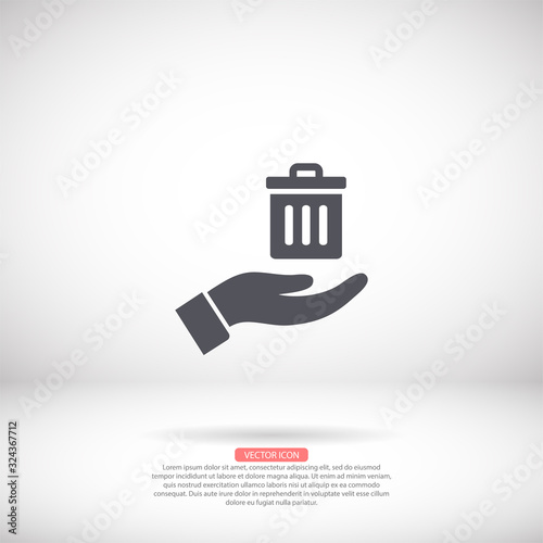 basket in hand icon , lorem ipsum Flat design