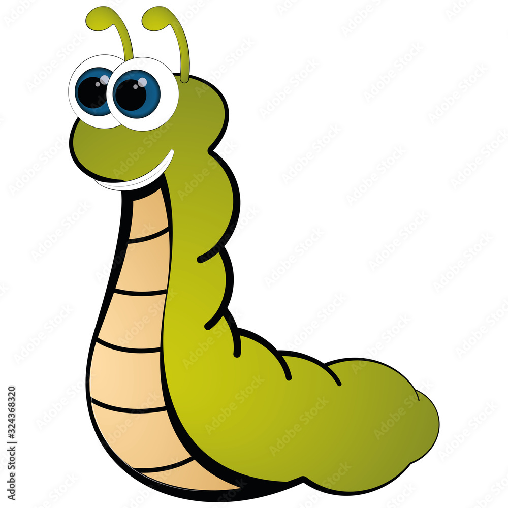 Fototapeta premium Cartoon of a cute happy worm