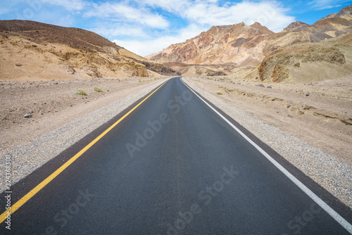 on the road on artists drive in death valley national park, california, usa