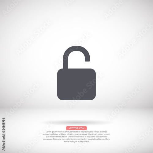 lock symbol on gray background , lorem ipsum Flat design