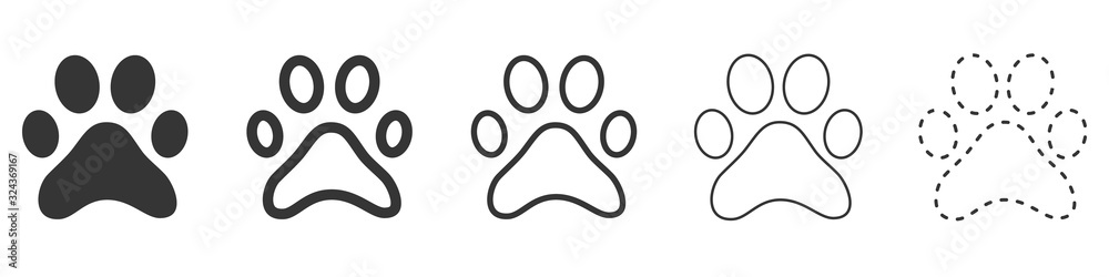 Animal footprint vector icons. Set of Paw prints. Animal footprint vector icons. Set of Paw prints.
