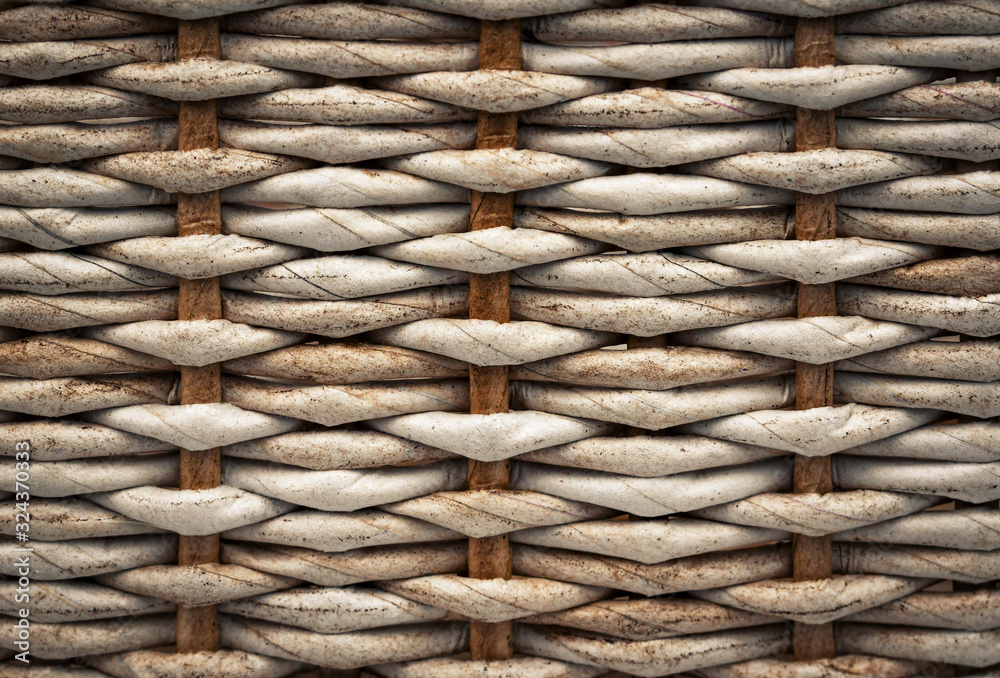 Detail of a braided basket with paper tubes Detail of a braided basket with paper tubes