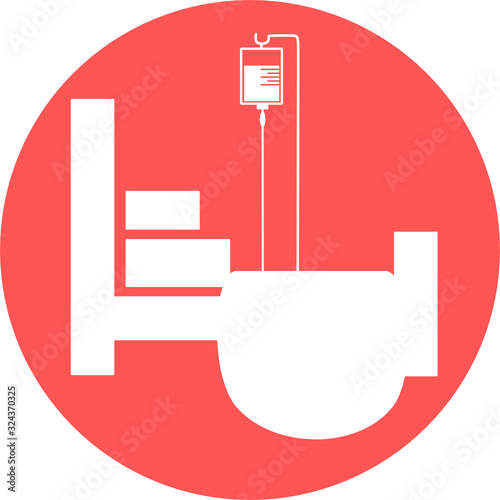 Hospital bed. Intensive care unit icon. Resuscitation, rehabilitation, hospital ward. Medicine concept. Vector illustration can be used for topics like healthcare, hospital, medical care, Chemotherapy