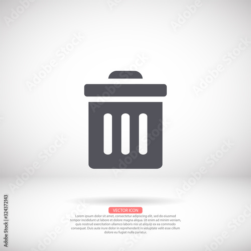 Trash vector icon , lorem ipsum Flat design
