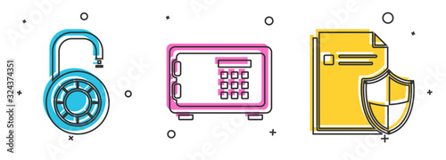 Set Safe combination lock wheel , Safe and Document protection concept icon. Vector