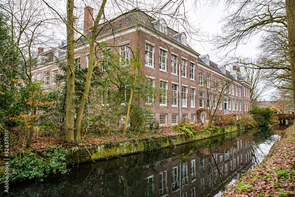 Zeist, Netherlands - January 04, 2020. Zusterplein - buildings of orange bricks near Slot Zeist