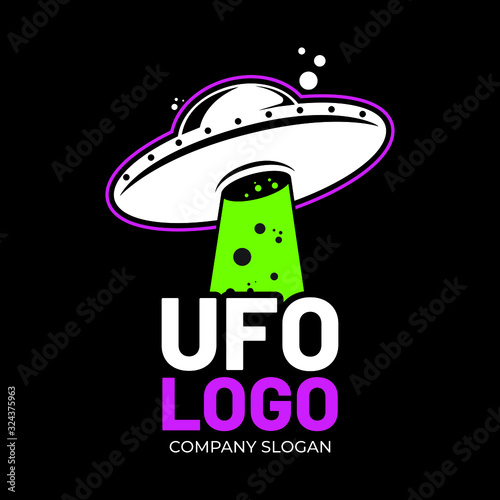 UFO Logo Template Design Vector, Emblem, Design Concept, Creative Symbol, Icon, art, Black Background