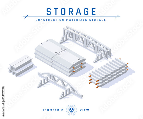 Concrete storage in isometric view, vector icon