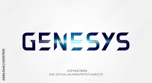 Genesys, an Abstract technology futuristic alphabet font. digital space typography vector illustration design