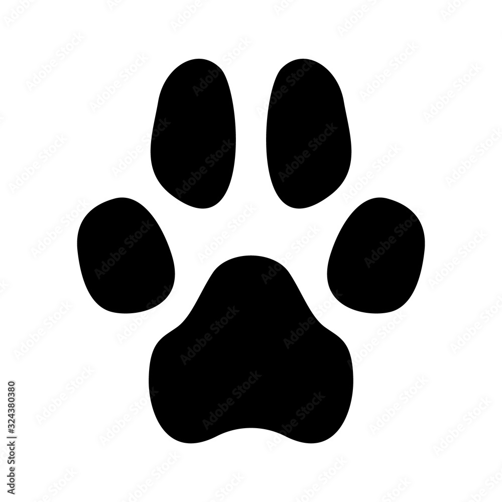 Vector illustration of a dog or wolf paw print. Vector illustration of a dog or wolf paw print.