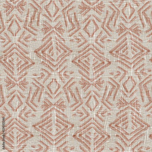 Printed seamless upholstery couch cover fabric pattern illustration. Modern worn tribal ethnic pink graphic design. Textured textile grungy cotton cloth. Decorative repeat raster jpg swatch.