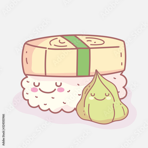 wasabi and roll sushi cartoon food cute