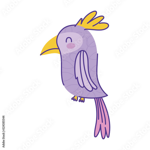 cute cockatoo animal cartoon doodle color on white background