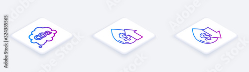 Set Isometric line CO2 emissions in cloud, Oil price increase and Drop in crude oil price. White square button. Vector