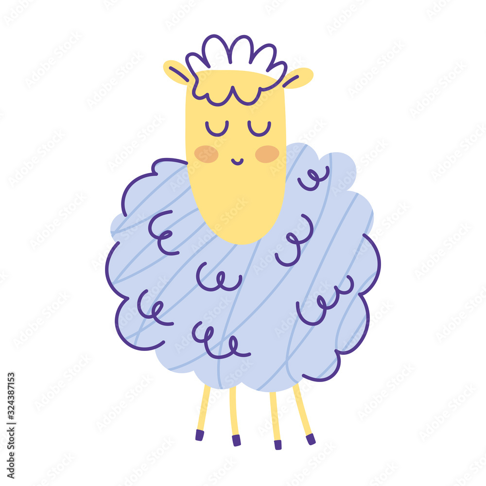 Fototapeta premium sheep view animal cartoon doodle color on white background
