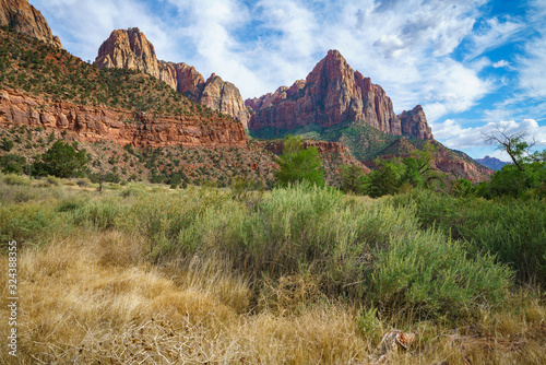 the watchman from parus trail in zion national park, usa