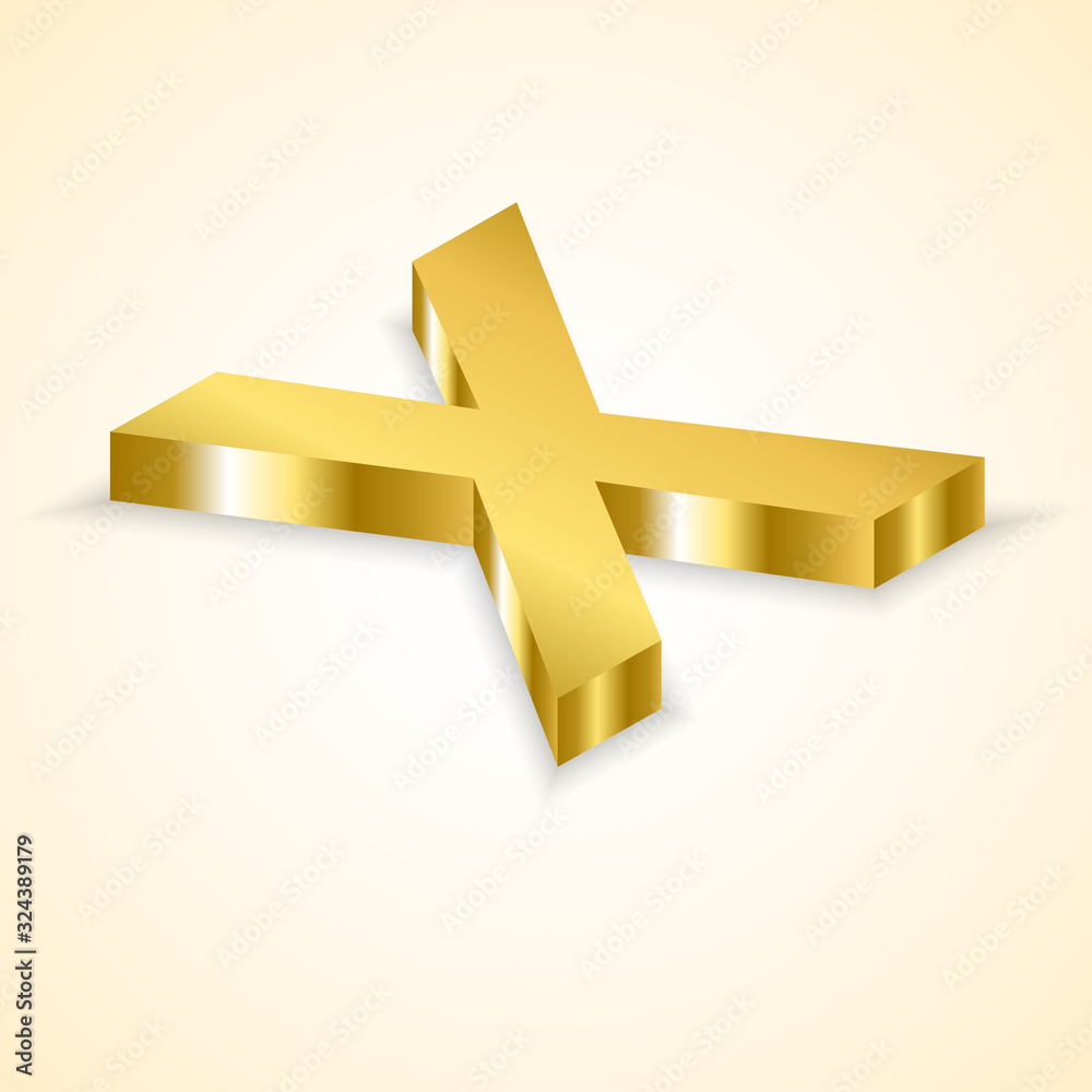 Fototapeta premium Tilted Letters X color gold 3D style.