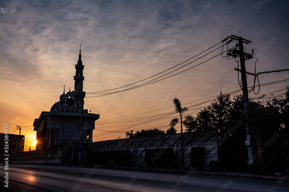 The mosque in the morning , Twilight time