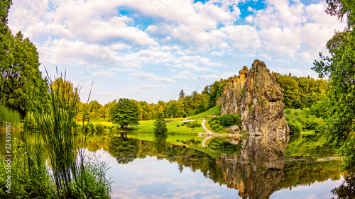 The Externsteine in the Teutoburg Forest on a beautiful summer day