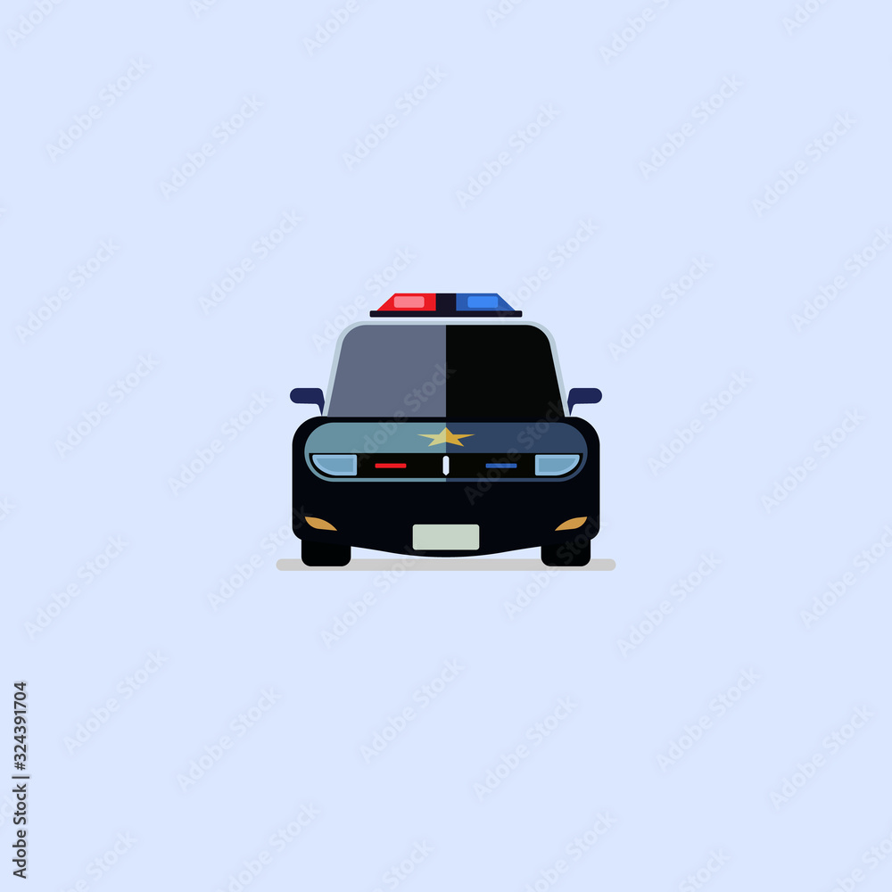 Car police icon modern flat design on whitw background